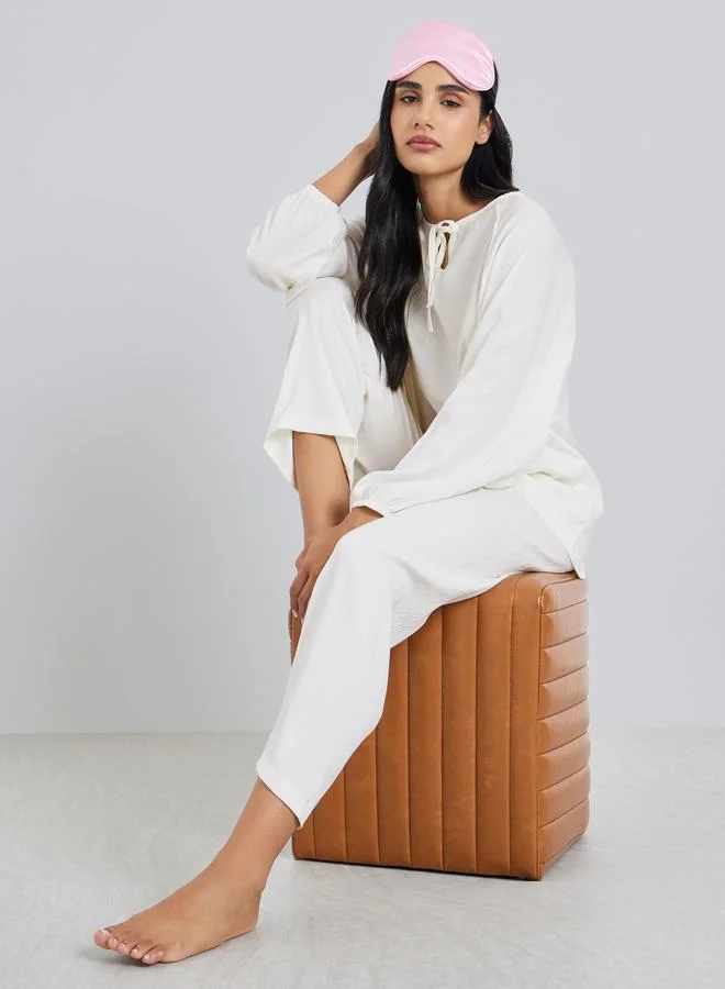 Styli Solid Relaxed Fit Top and Pyjama Set